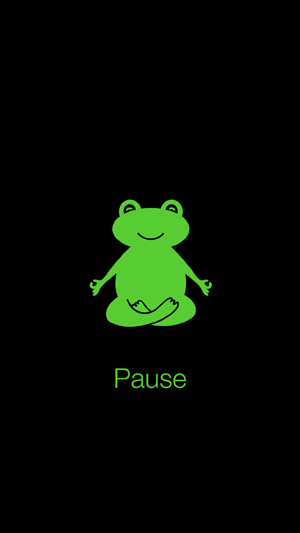 Meditating frog with word "Pause"